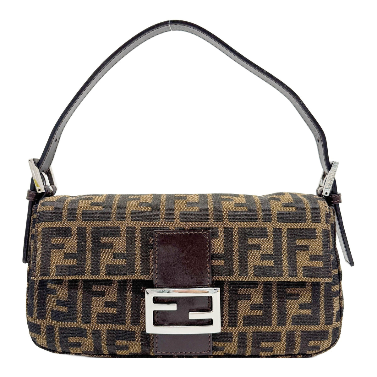 Baguette Brown Zucca Canvas Shoulder Bag
