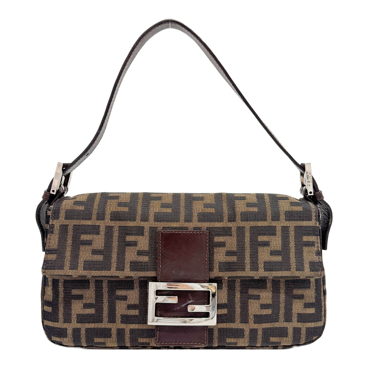 Baguette Brown Zucca Canvas Shoulder Bag