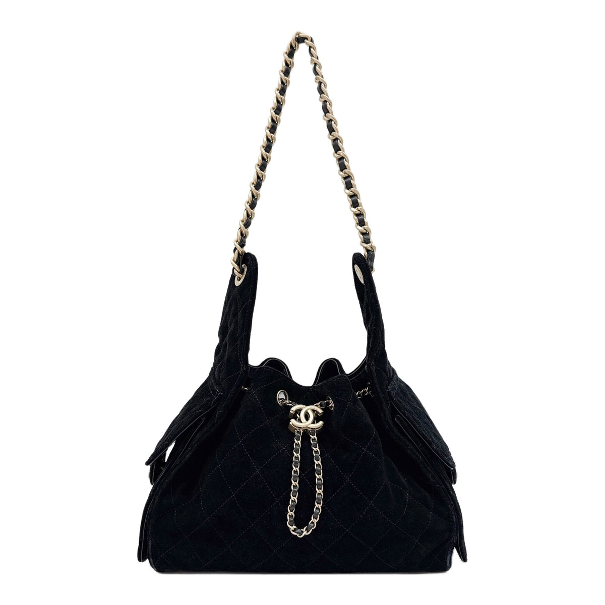 Small Chanel 25 2021-2026 Matelasse Black Suede Shoulder Bag