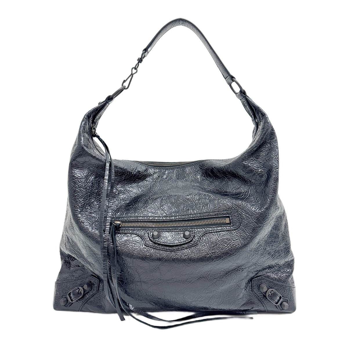 Le City Hobo Black Arena Leather Shoulder Bag