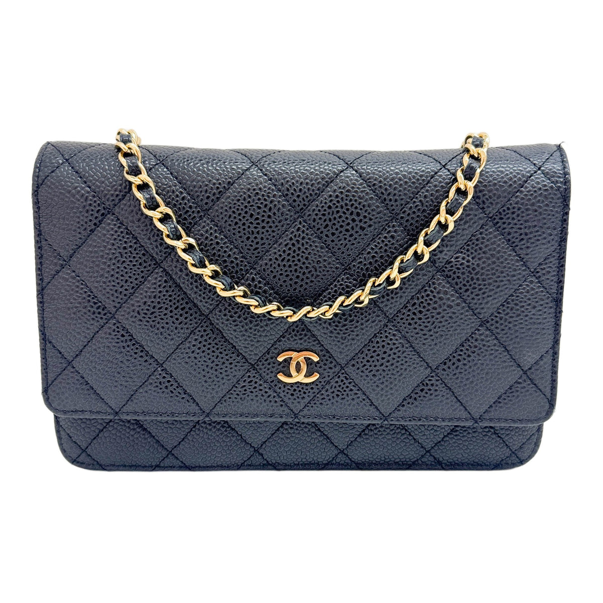 Trendy CC Wallet On Chain 2015-2016 Matelasse Black Caviar Leather Shoulder Bag