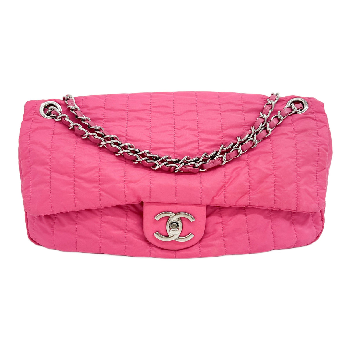Soft Shell Flap 2012 Quilted Hot Pink Nylon Shoulder Bag