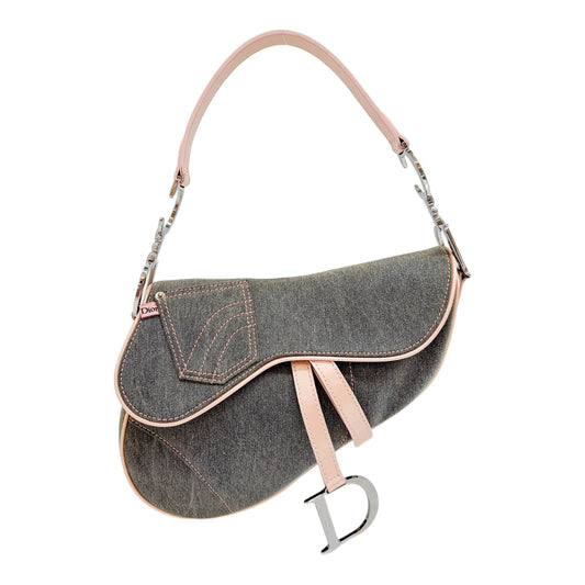 Saddle Gray Denim Shoulder Bag