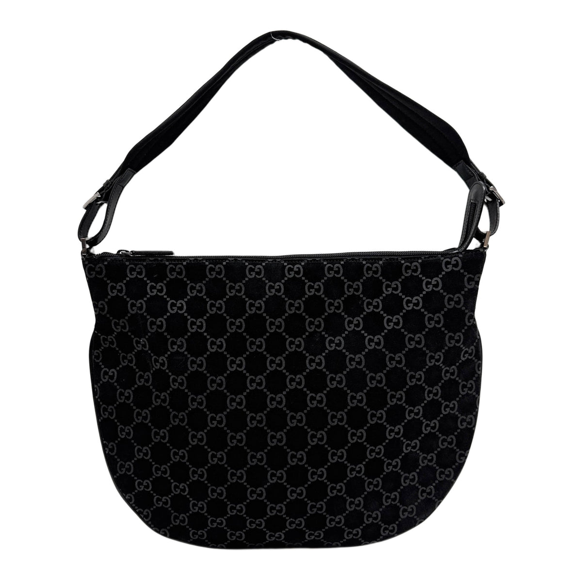 Black GG Suede Shoulder Bag