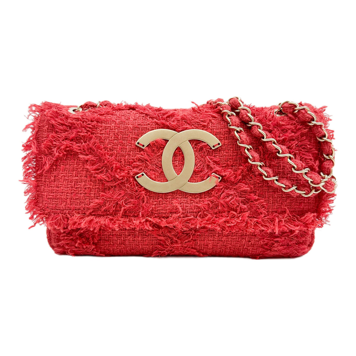 Medium Nature Flap 2009-2010 Red Tweed Shoulder Bag