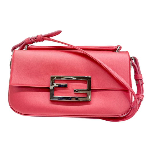 Baguette Phone Pouch Pink Satin Two Way Bag