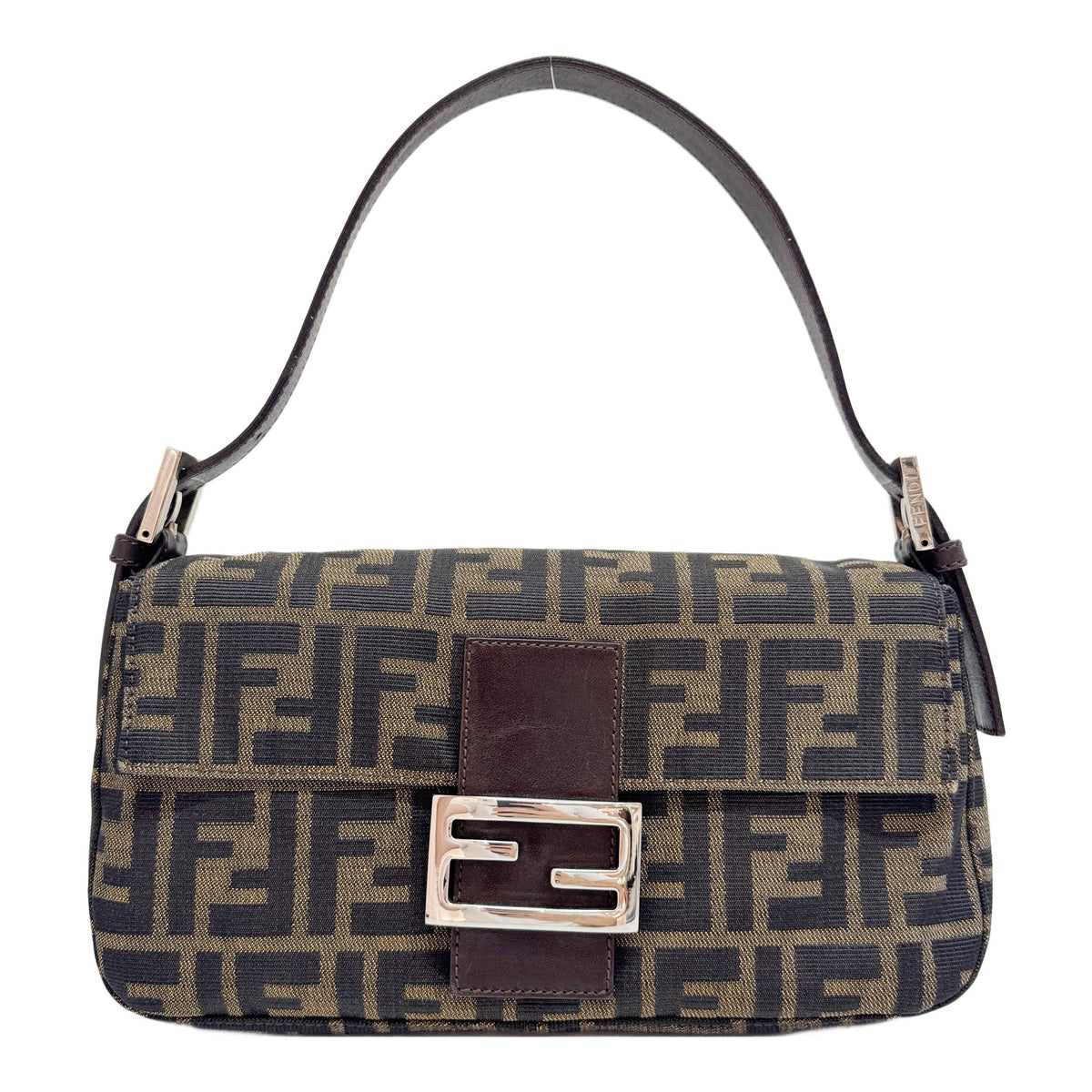 Baguette Brown Zucca Canvas Shoulder Bag