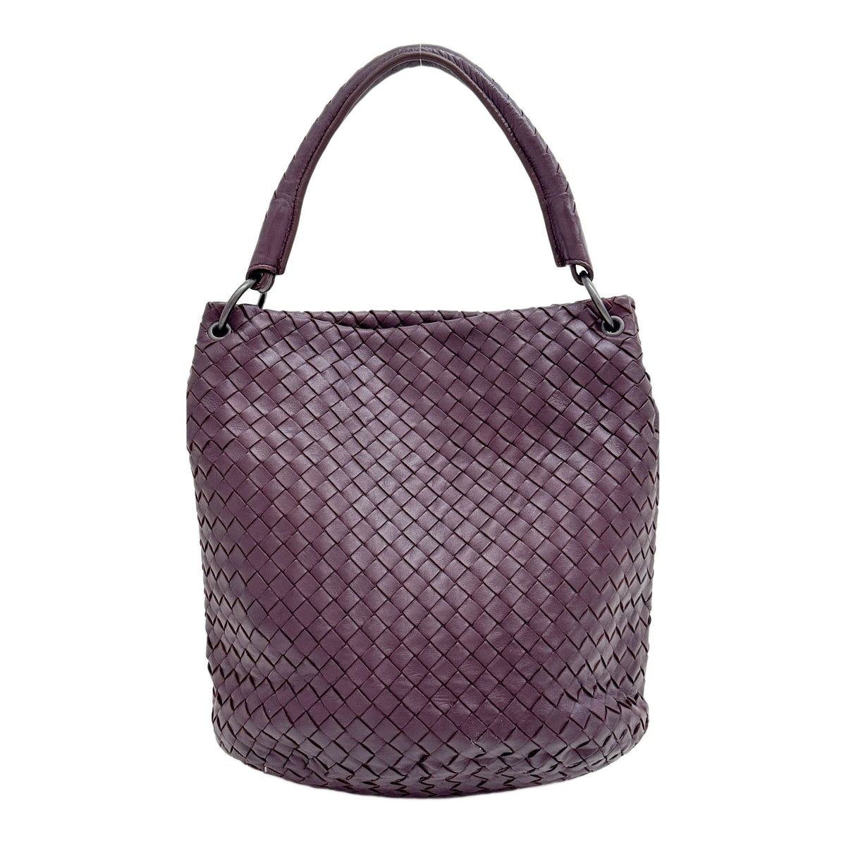 Intrecciato Purple Leather Shoulder Bag
