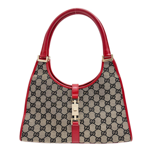 Jackie Brown GG Canvas Shoudler Bag with Red Leather Trim