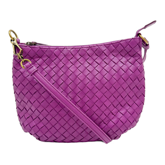 Purple Intrecciato Leather Crossbody Bag