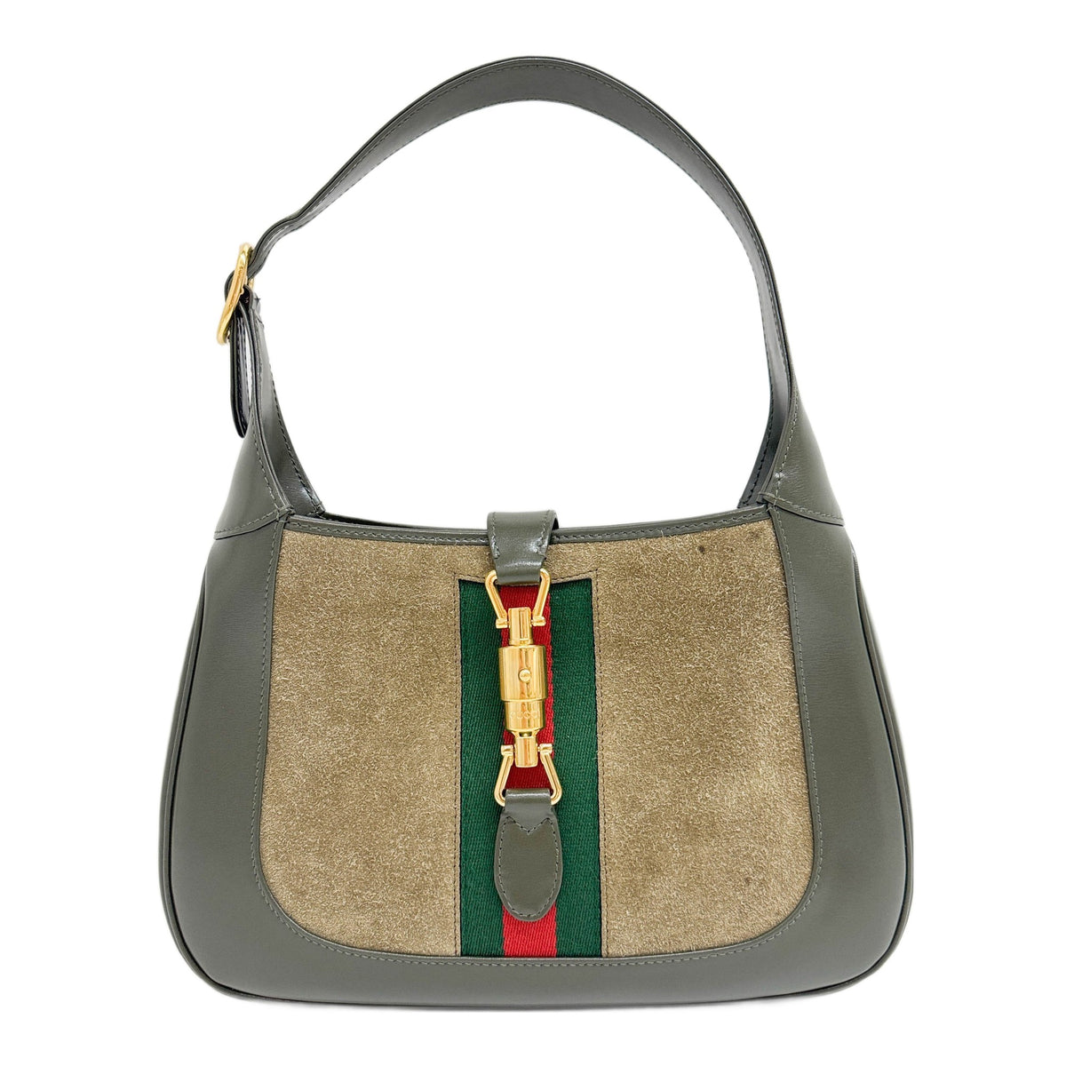 Small Jackie 1961 Olive Green Leather and Suede Shoulder Bag