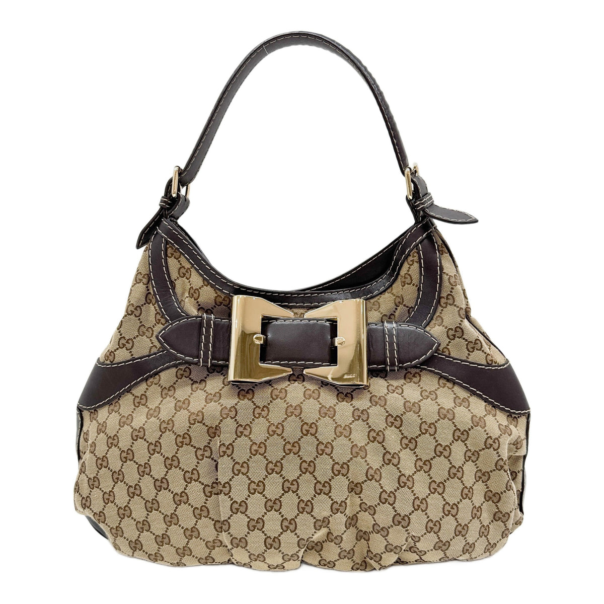 Queen Metal Bow Brown GG Canvas Shoulder Bag