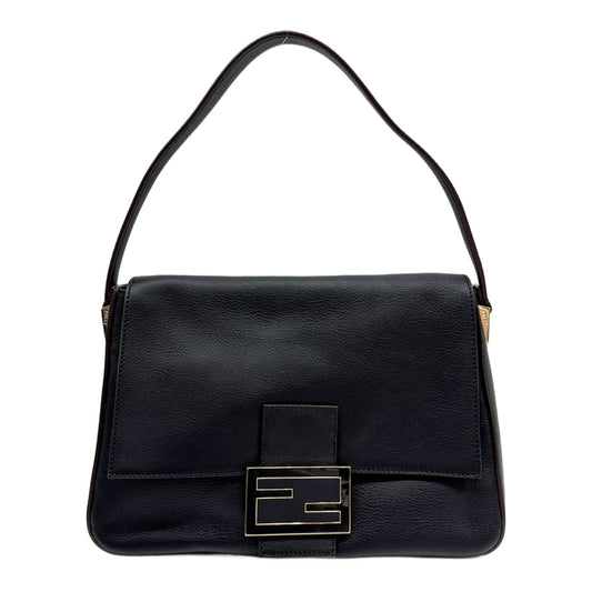 Big Mamma Baguette  Black Leather Shoulder Bag