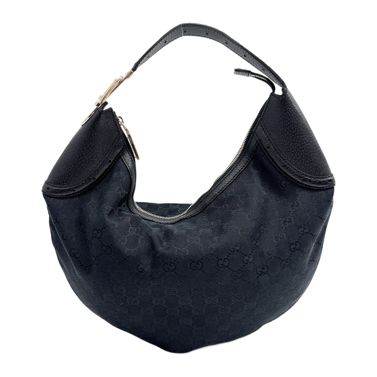 Black GG Canvas Hobo Shoulder Bag