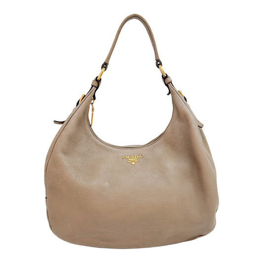 Taupe Brown Leather Shoulder Bag