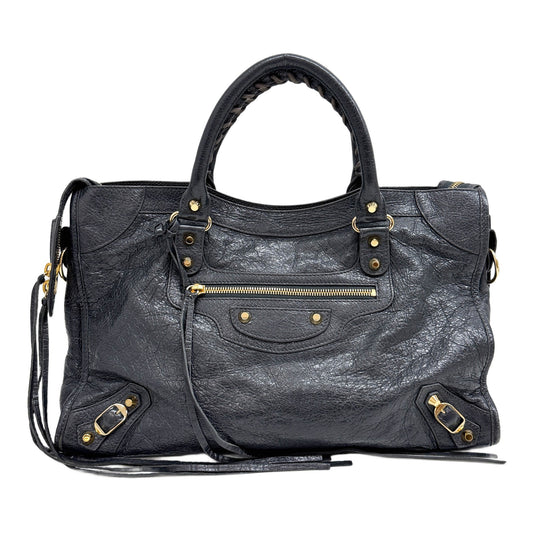 City Metallic Edge Gray Leather Two Way Bag