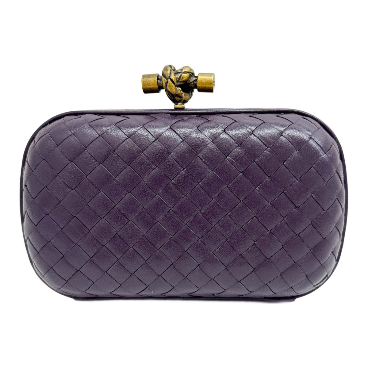 Knot Intrecciato Purple Leather Pochette Clutch Bag