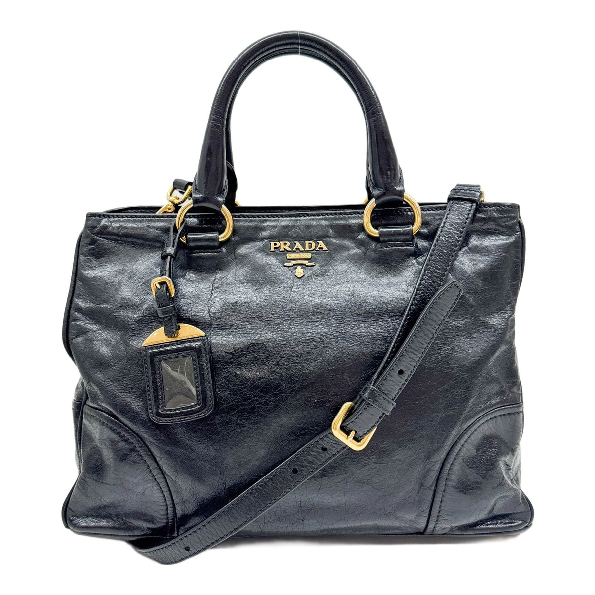 Black Leather Tote Handle Bag