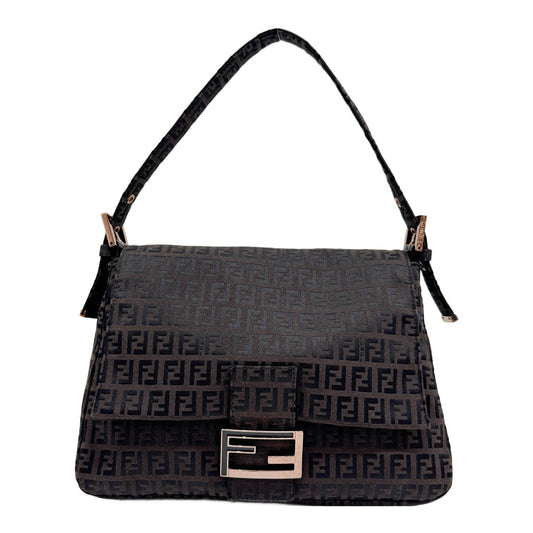 Mamma Baguette Dark Brown Zucchino Canvas Shoulder Bag