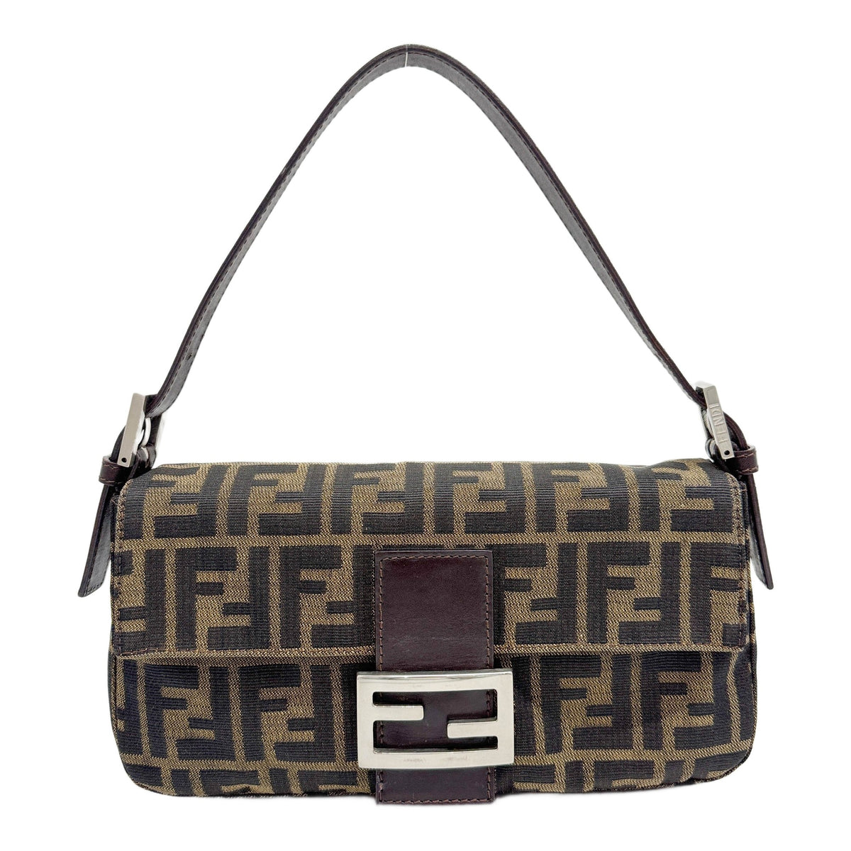 Baguette Brown Zucca Canvas Shoulder Bag