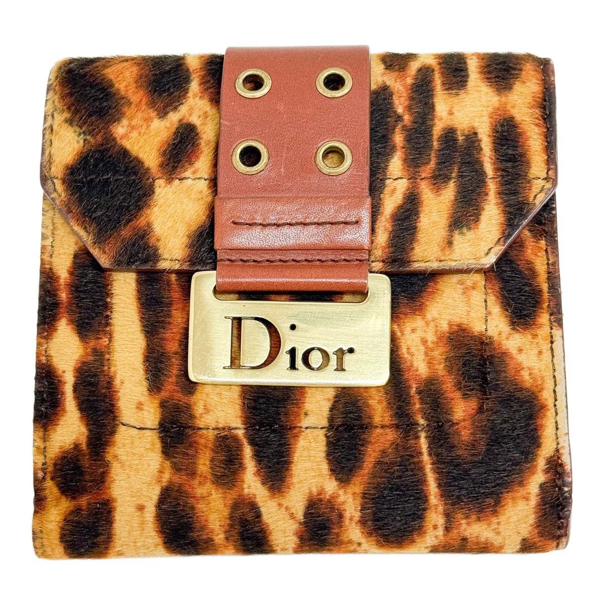 Brown Leopard Print Pony Hair Coin Purse