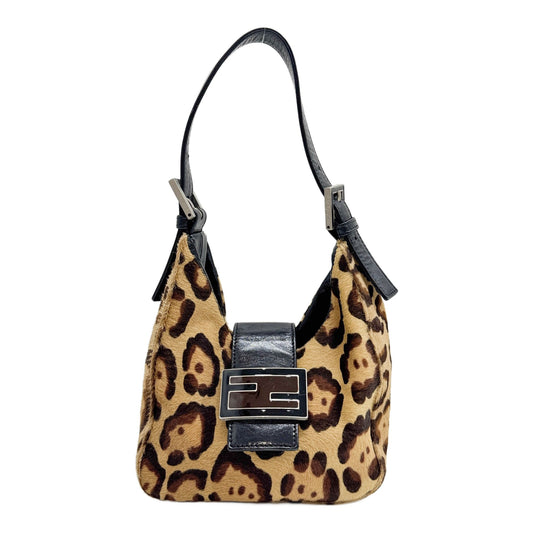 Brown Cheetah Pony Hair Handle Bag