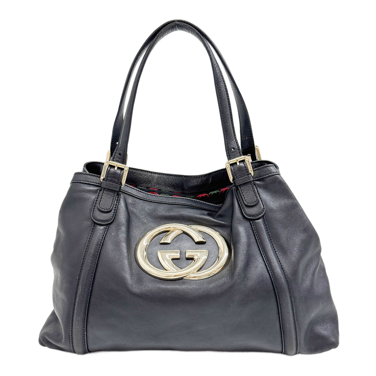 Britt Black Leather Tote Bag
