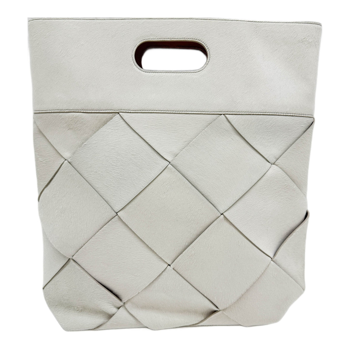 Maxi Intrecciato Off- White Pony Hair Slip Tote Bag