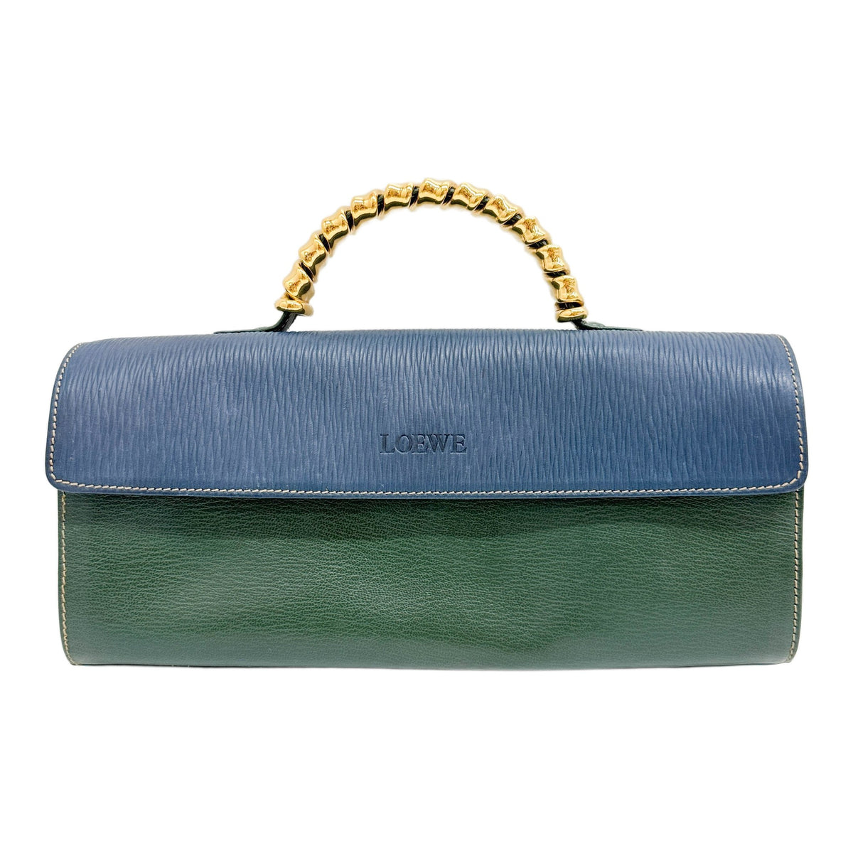 Velasquez Blue Flap Green Leather Hand Bag