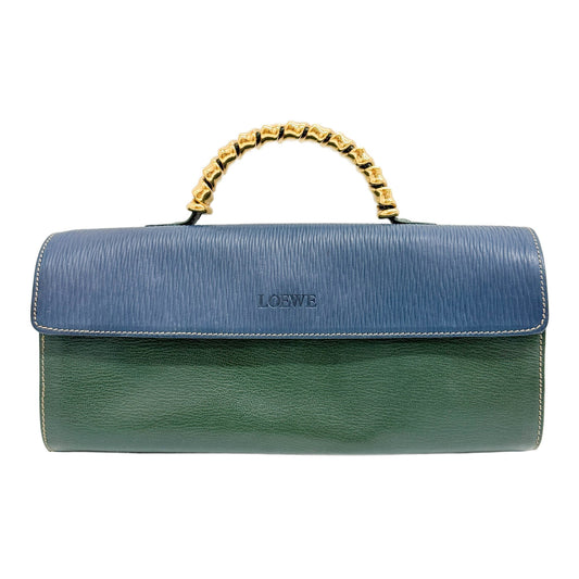Velasquez Blue Flap Green Leather Hand Bag