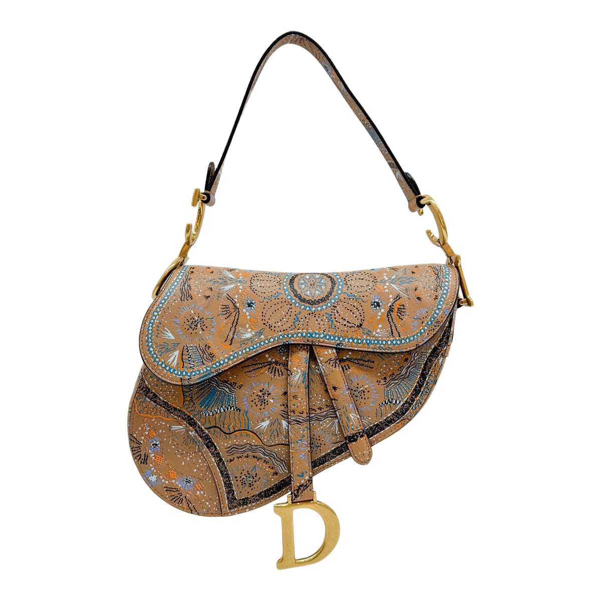 Saddle "Dior in Lights" Brown Leather Shoulder Bag