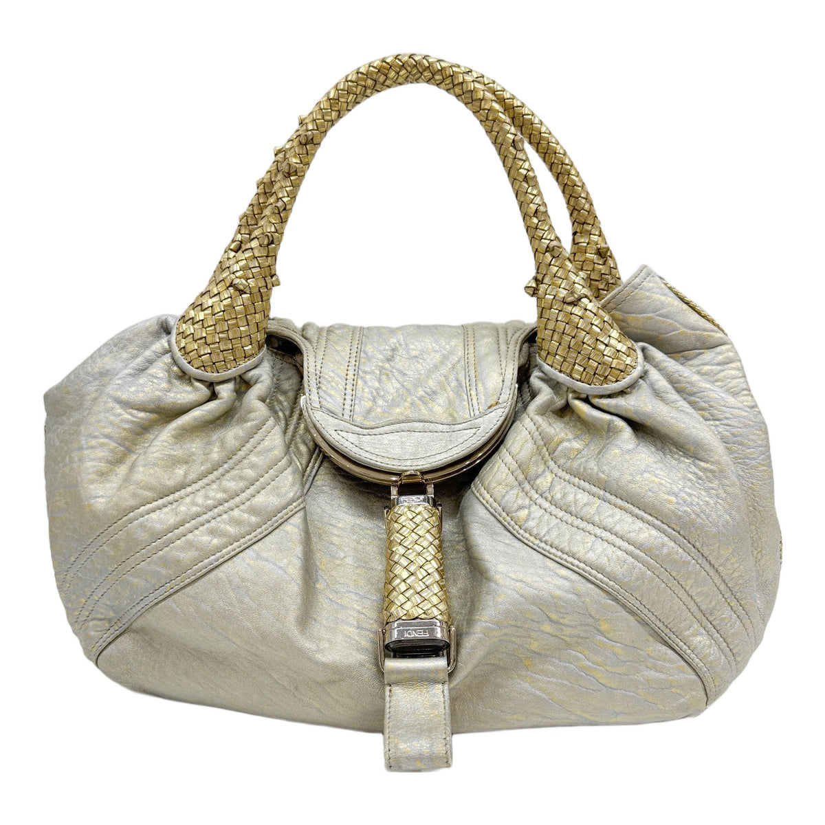 Spy Metallic Silver & Gold Leather Shoulder Bag