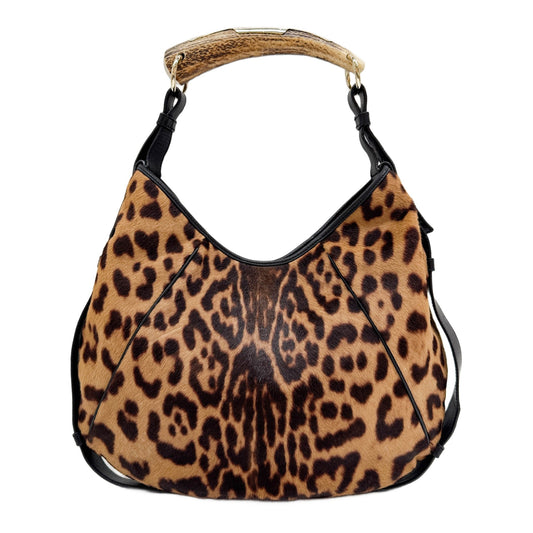 Mombasa Brown Leopard Print Pony Hair Shoulder Bag