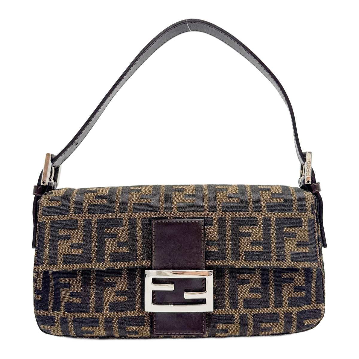 Baguette Brown Zucca Canvas Shoulder Bag