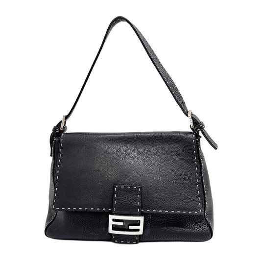 Mamma Baguette Selleria Black Leather Shoulder Bag