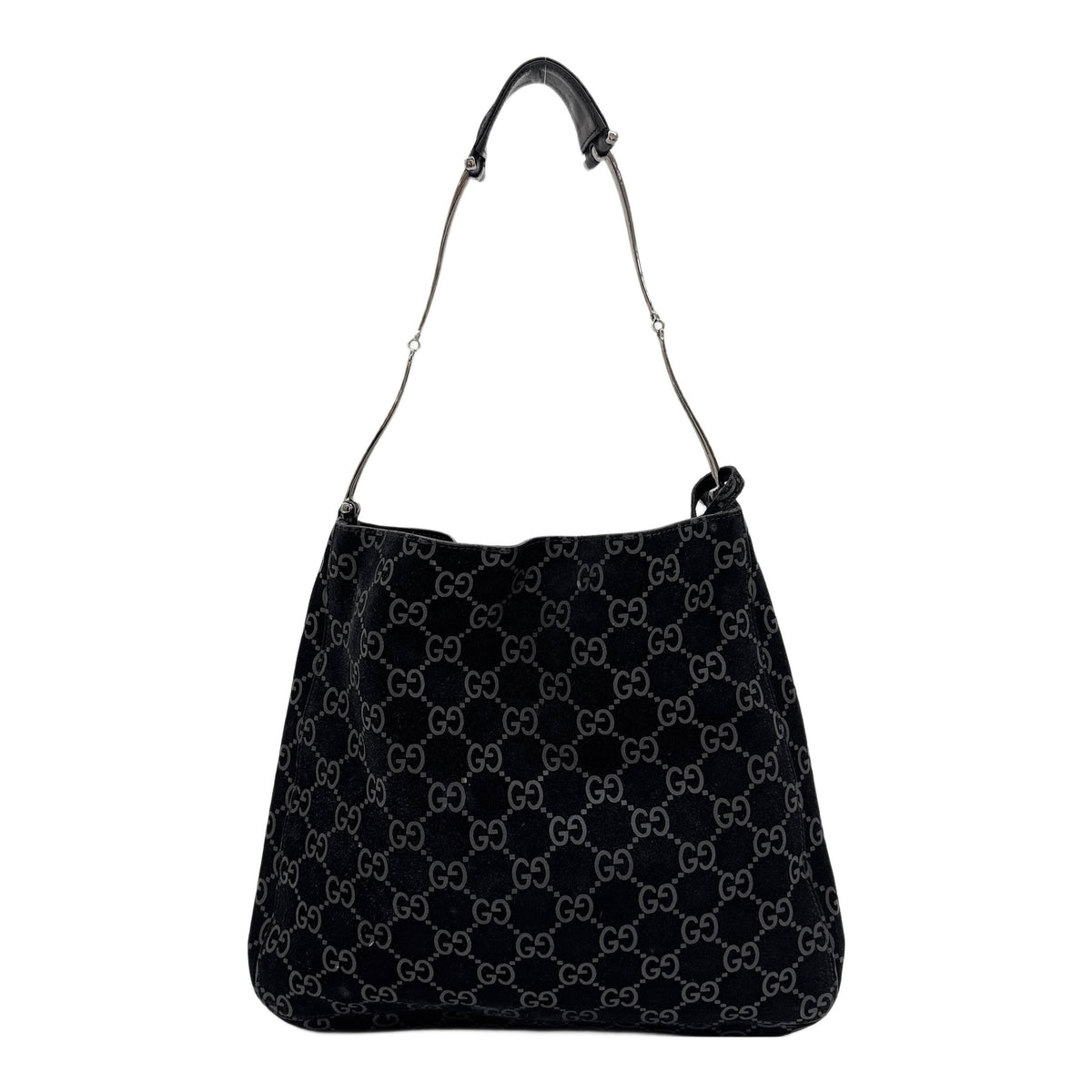Black GG Suede Shoulder Bag
