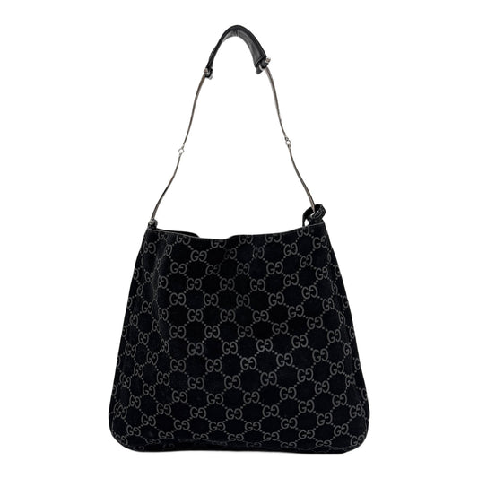 Black GG Suede Shoulder Bag