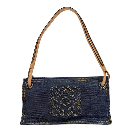 Anagram Blue Denim Leather Shoulder Bag