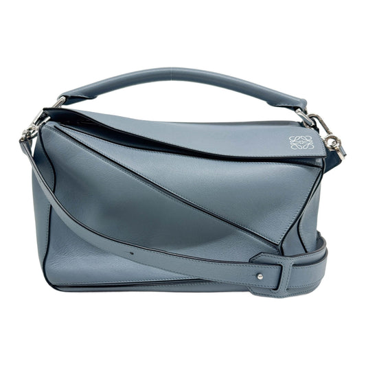 Puzzle Pale Blue Leather Two Way Bag