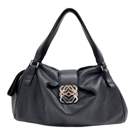 Anagram Black Leather Shoulder Bag