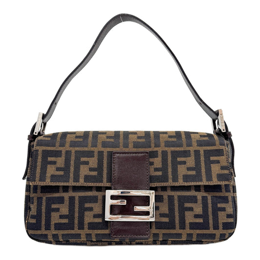 Baguette Brown Zucca Canvas Shoulder Bag
