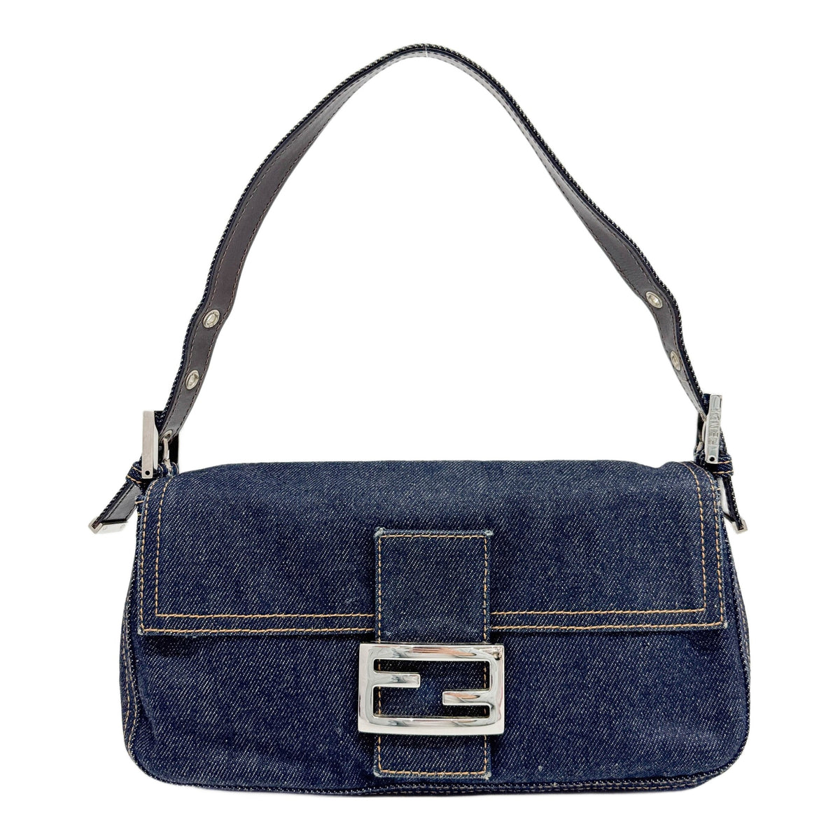 Baguette Navy Denim Shoulder Bag