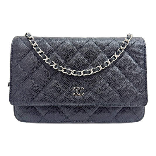 Trendy CC Wallet On Chain 2018 Matelasse Black Caviar Leather Shoulder Bag