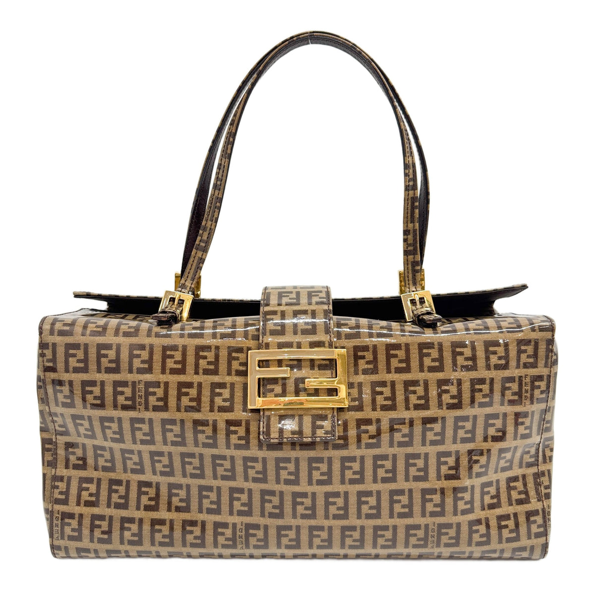 Bento Box Brown Zucchino Coated Canvas Shoulder Bag