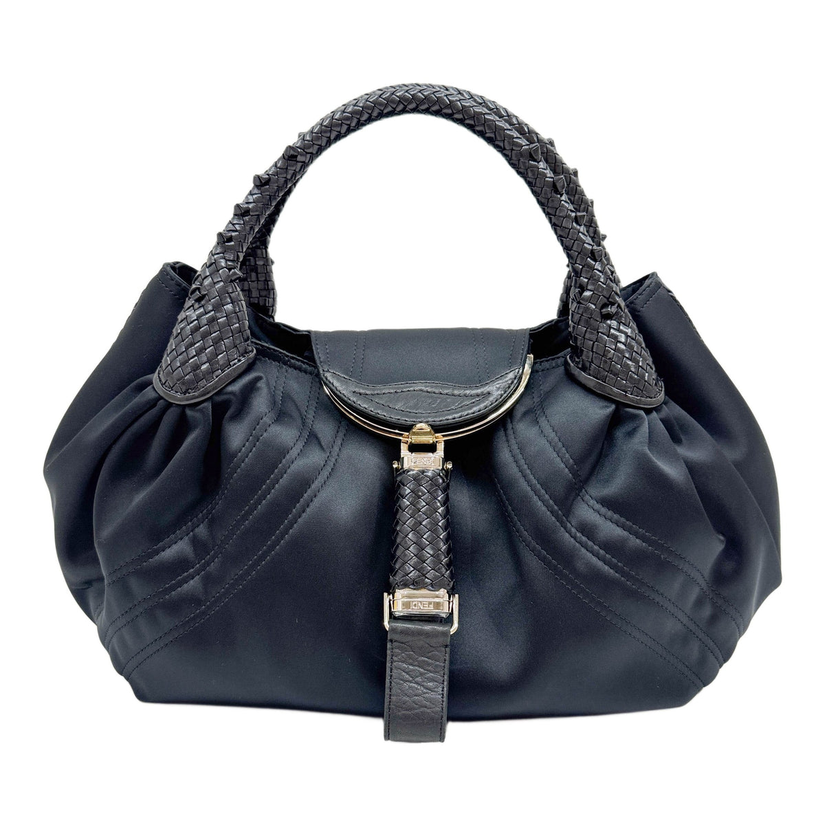 Spy Black Nylon Leather Details Handle Bag