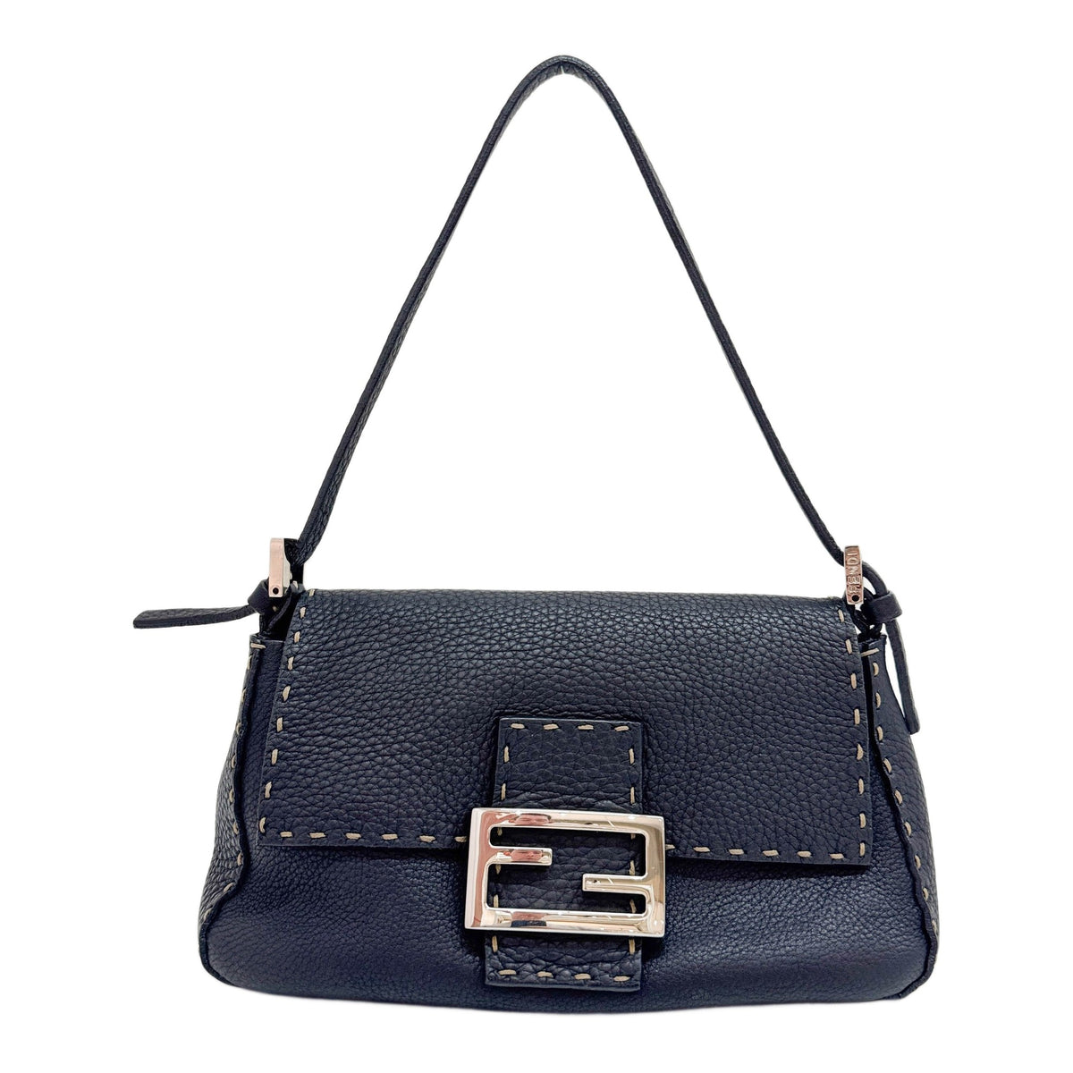 Mini Mamma Baguette Selleria Black Leather Hand Bag