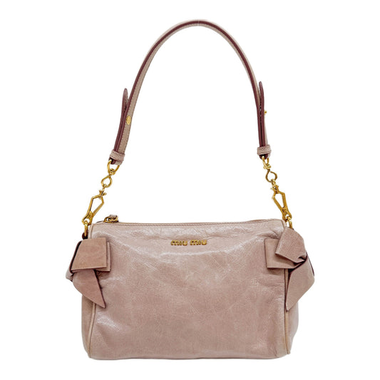 Mini Vitello Lux Bow Mughetto Pink Leather Shoulder Bag
