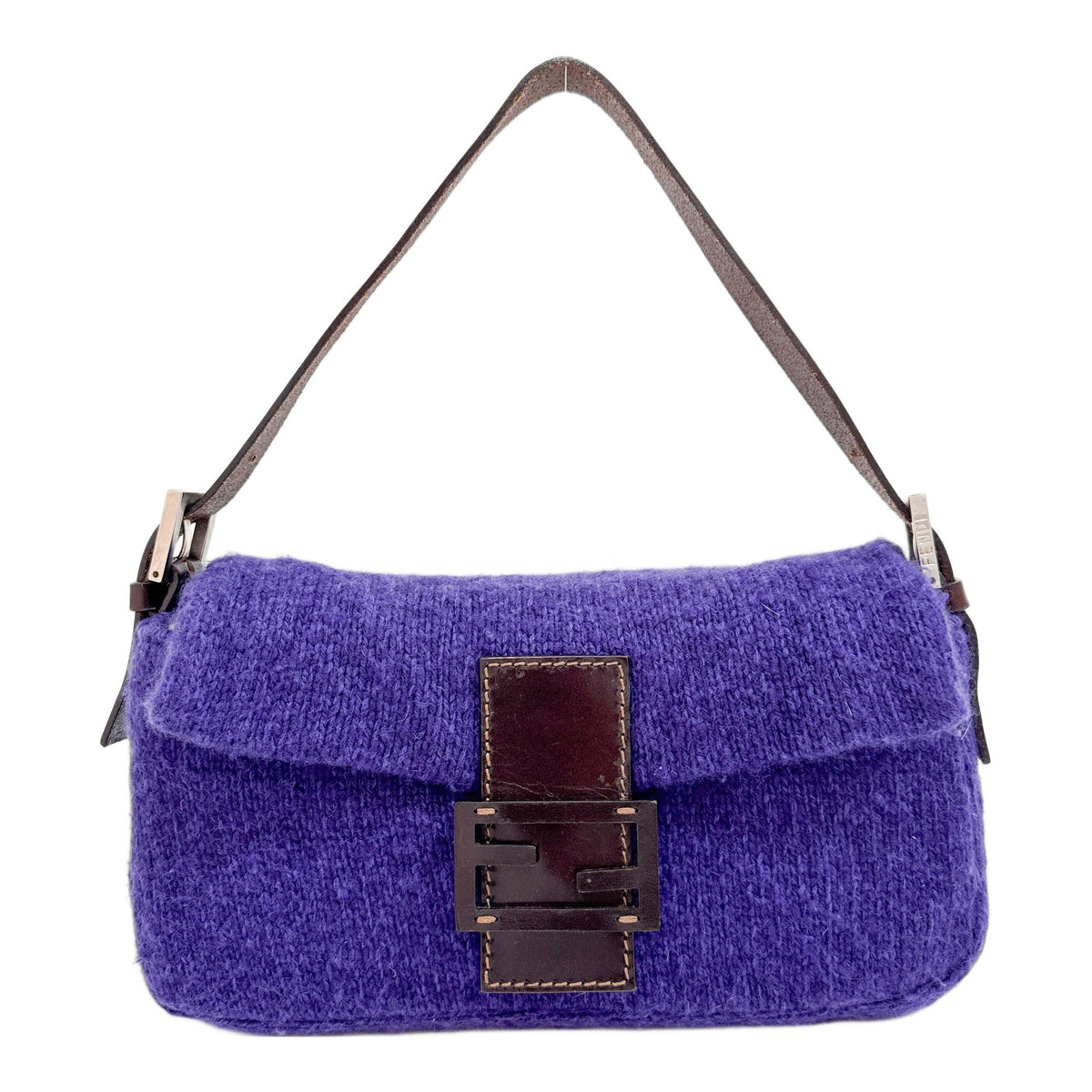 Baguette Purple Wool Shoulder Bag