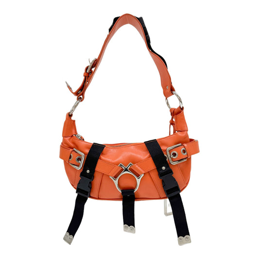 Orange Leather Parachute Shoulder Bag