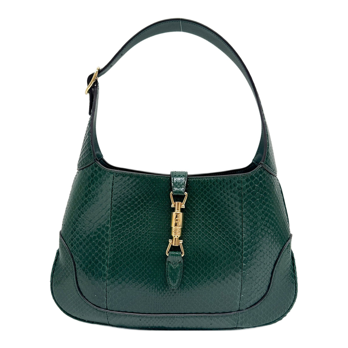 Jackie 1961 Emerald Green Python Embossed Leather Shoulder Bag